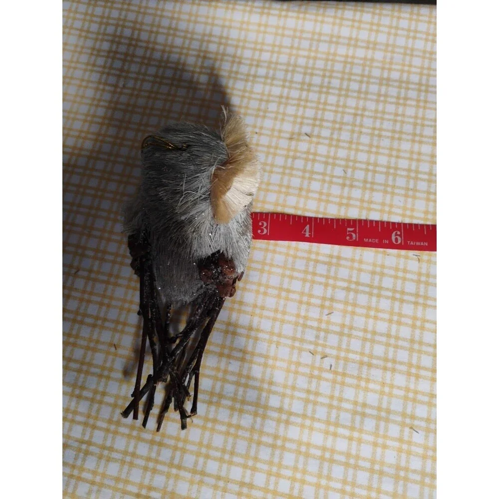 Owl Figurine Styrofoam Ornament Bristle Twigs